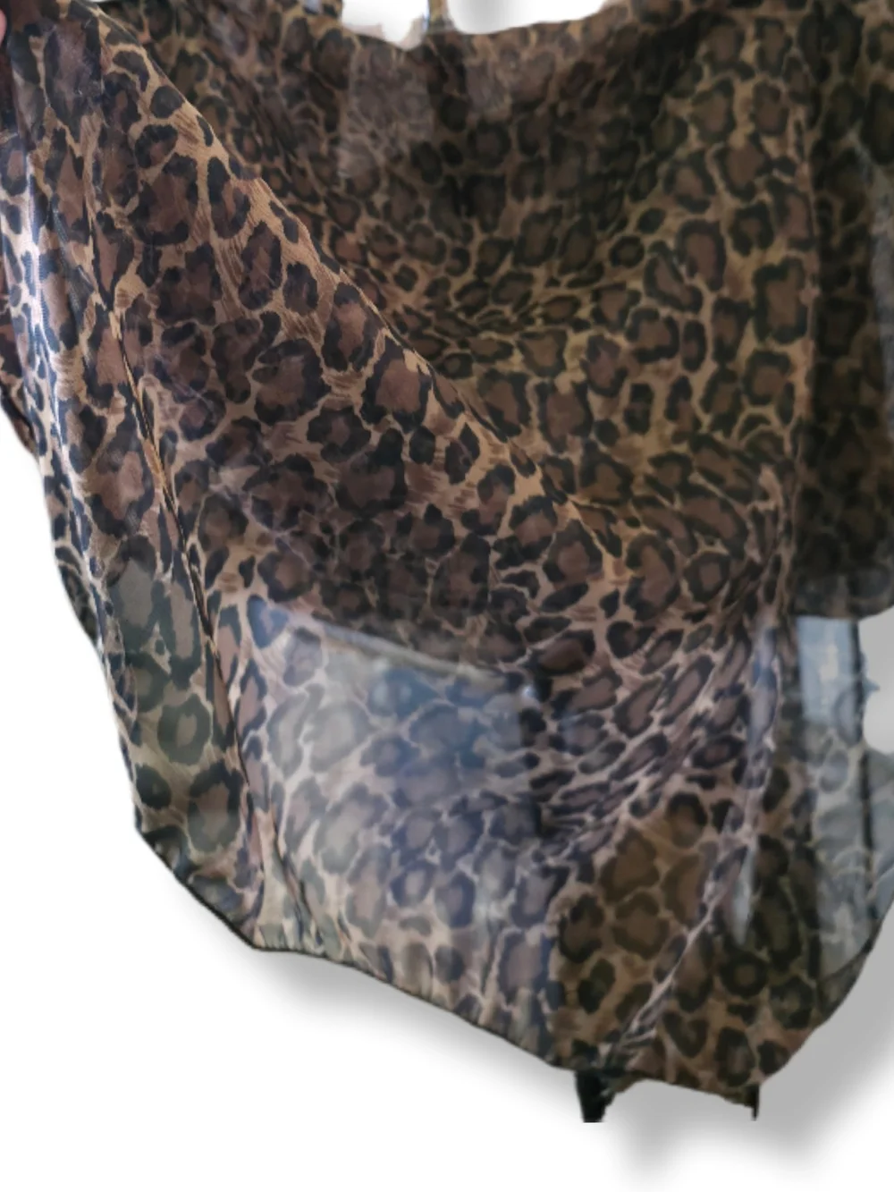 Leopard Print Sheer Scarf Wrap - Brown Mob Wife